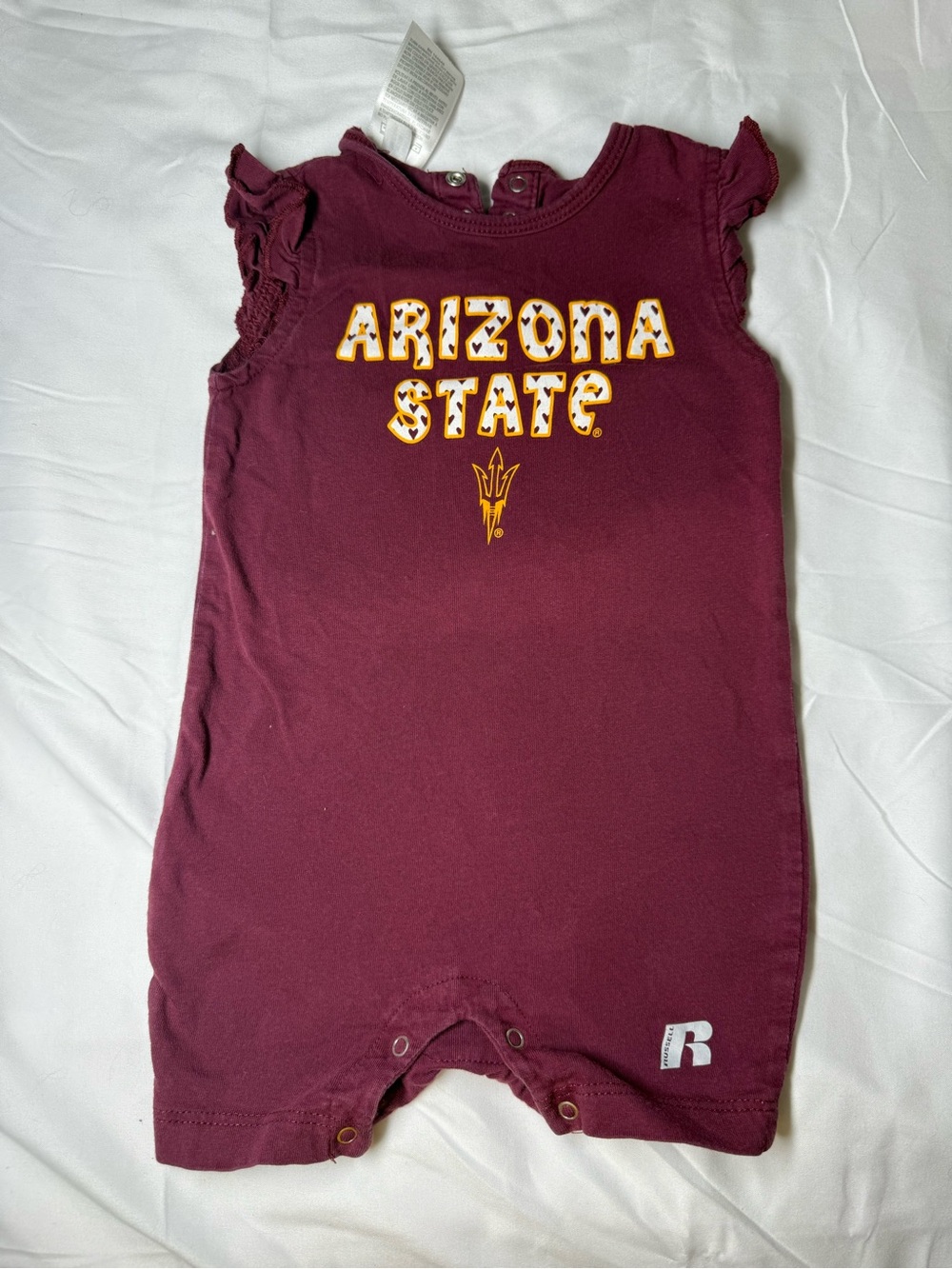 Russell Athletic Maroon Infant Bodysuit with Logo Tag